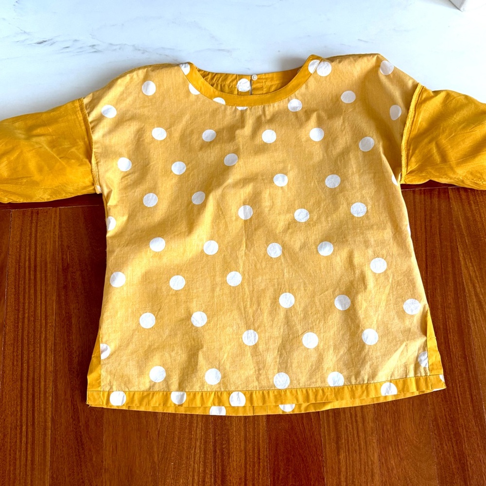 LOFT Women’s Blouse Ballon Sleeves Yellow Polka Dot Women's Top Shirt Size S - Picture 15 of 16